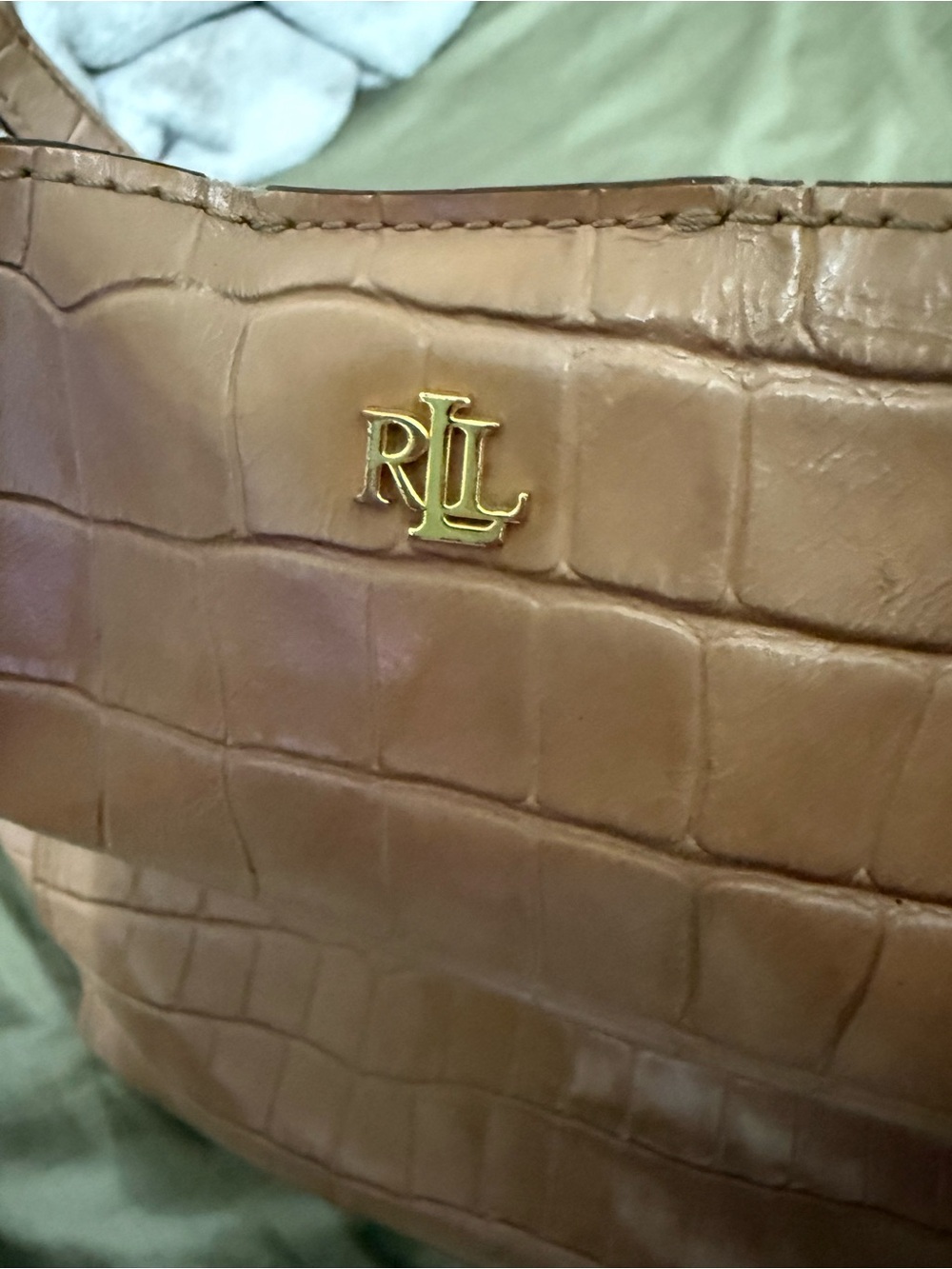 Lauren Ralph Lauren Croc-Embossed Bucket Bag – Tan/Camel - Picture 16 of 16